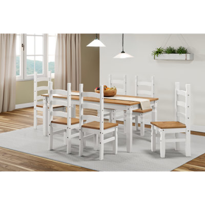 6 -Person Pine Solid Wood Dining Set