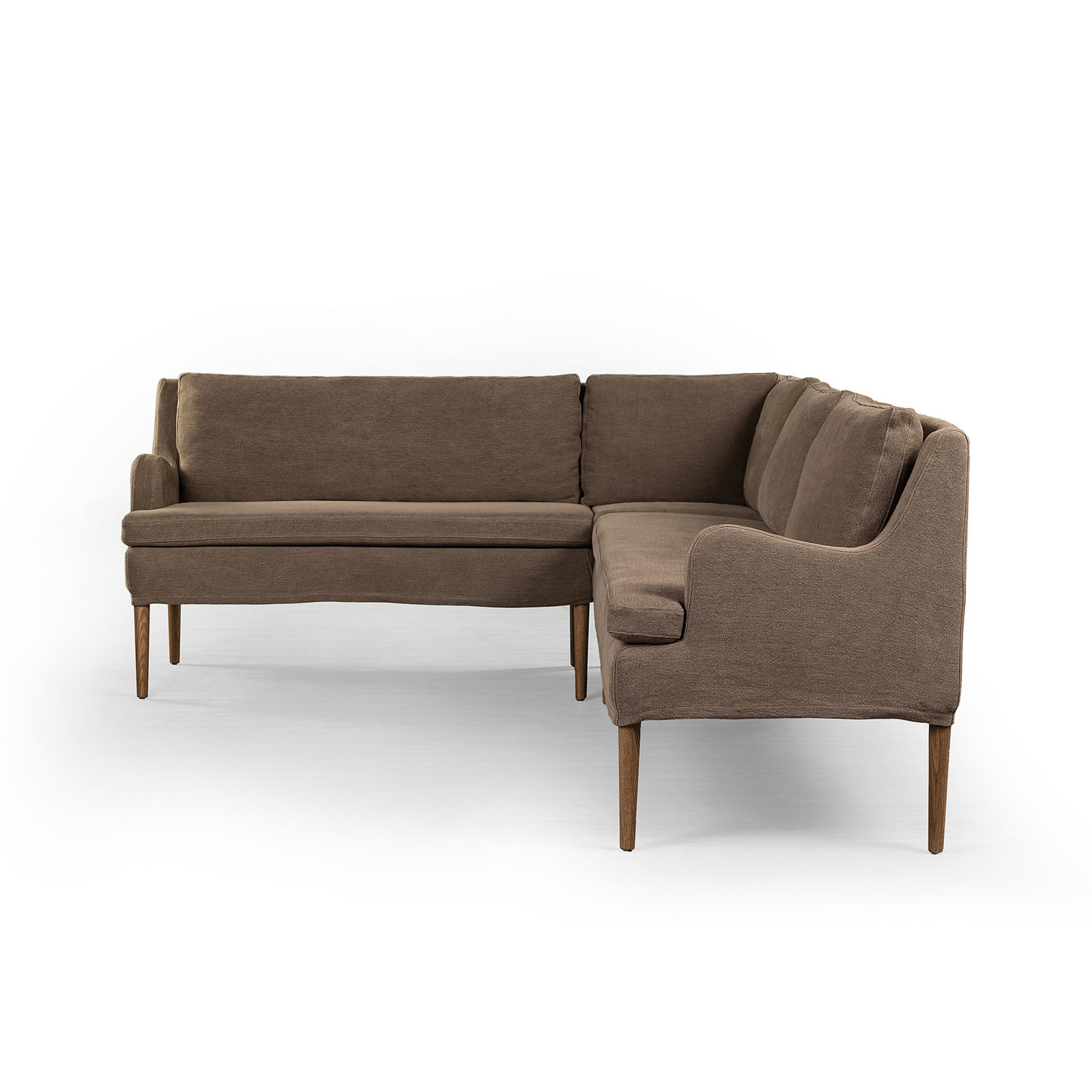 Aurelia Dining Banquette, Broadway Coffee Linen, Left Hand Facing, 34.5" H x 99" W x 76" D