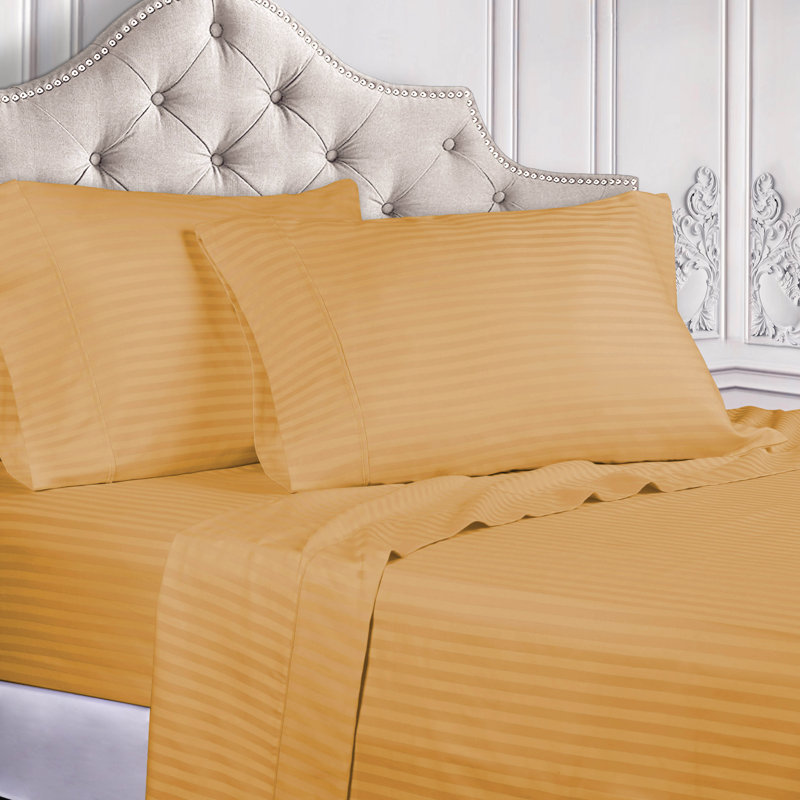 300 Thread Count Certified Egyptian Cotton Stripe Sheet Set, Queen Sheet Set + 1 Fitted Sheet + 2 Pillowcases, Red