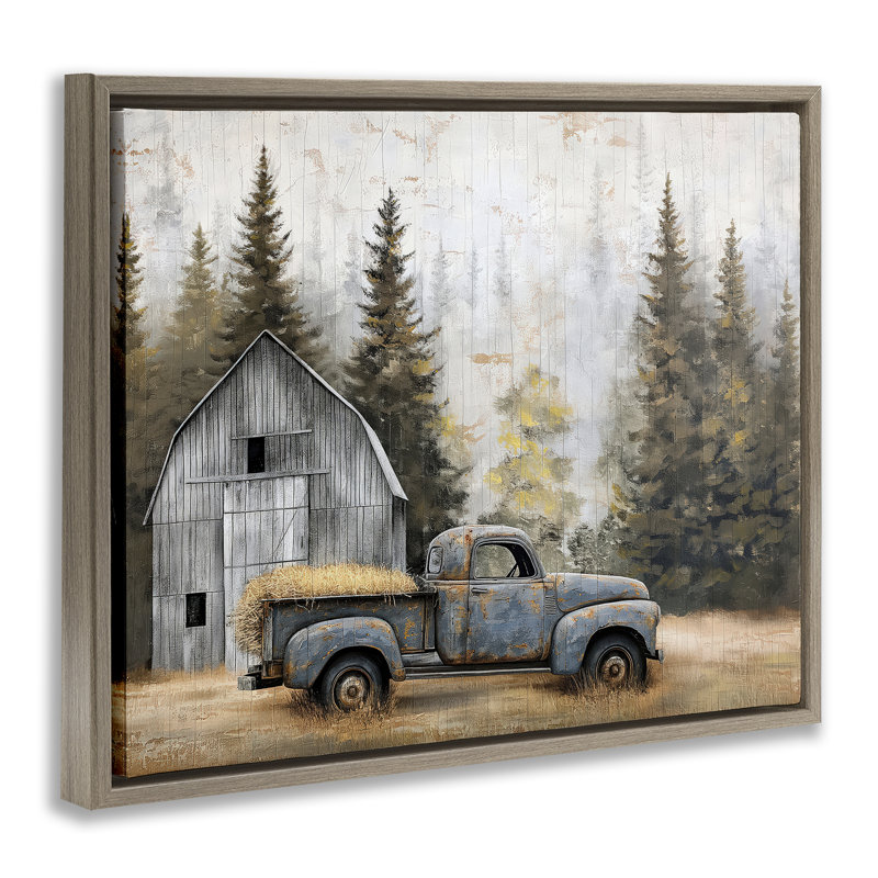 Cadre flottant Autumn Barn & Pine Forest, conception par Imagine It Images, H 17 po x l 21 po