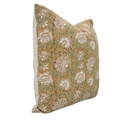 Fabdivine Block Print Decorative Pillow – Handmade for Couch & Bed, Sonakshi, Brown