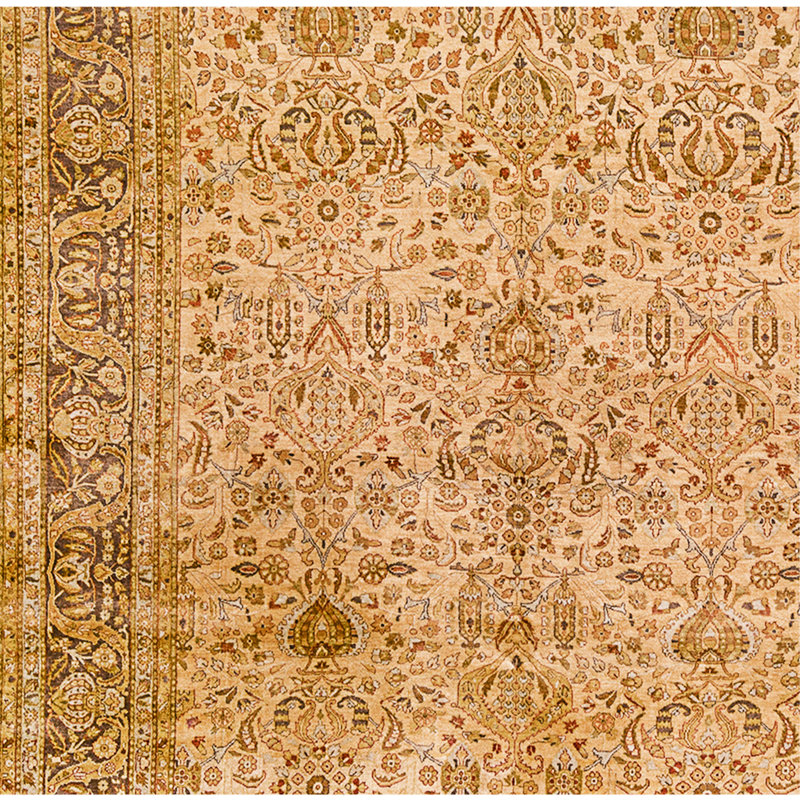 Tapis doré et noir de haute qualité noué à la main