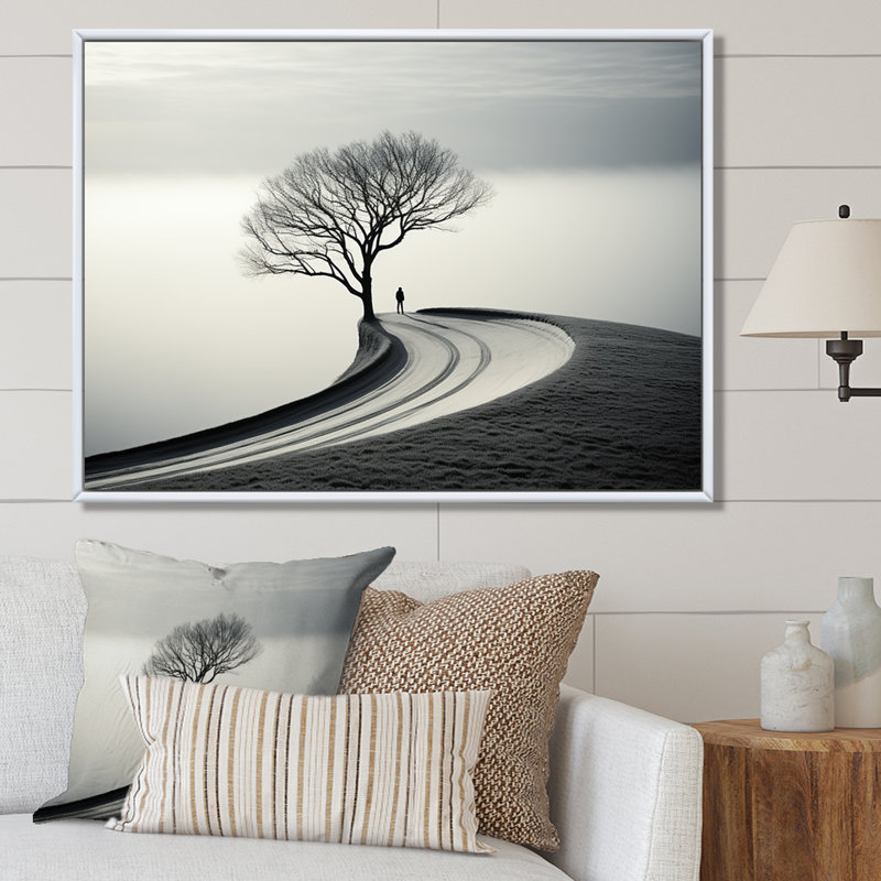 Paysage d'hiver, photo sur toile, Cadre flottant blanc, H 30 po x l 40 po