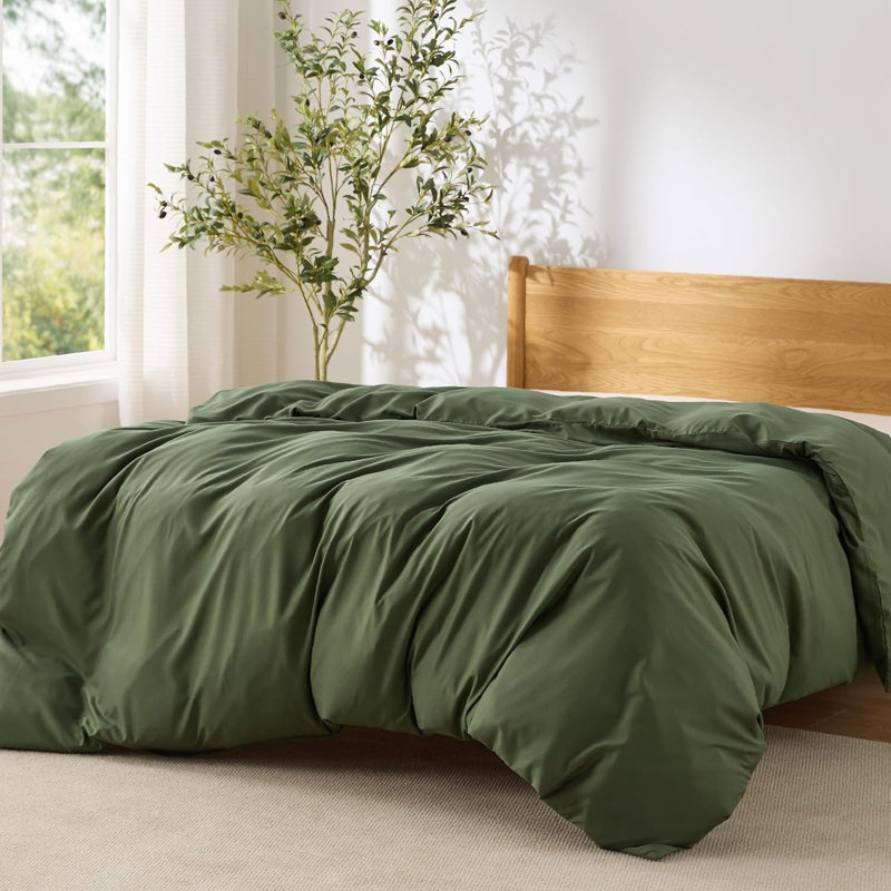Bedsure Duvet Cover Queen Size— Only Includes 1 Duvet Cover for All Season, Queen Duvet Cover, Olive Green