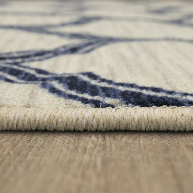 Tapis bleu / crème Elanya, Rectangle 5 pi x 7 pi