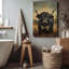 Highland Cow Canvas Wall Art Longhorn Highland Cow In Bow Tie Funny Animal Canvas Print Mystical Cow Texas Longhorn Farm Painting Modern Artwork 24X36in