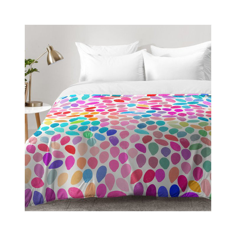 Ensemble d'édredon Garima Dhawan, Édredon pour lit simple TG + 1 taie décorative, Rose/vert/bleu