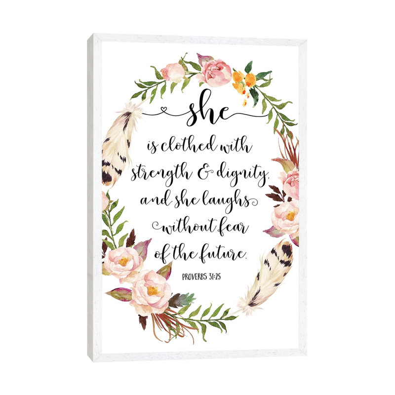 She Is Clothed With Strength And Dignity, And She Laugh, Proverbs 31:25 - Print on Canvas, 66.04 cm H x 45.72 cm W
