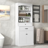 78" Tall Floor Bathroom Cabinet With Drawer And Adjustable Shelves