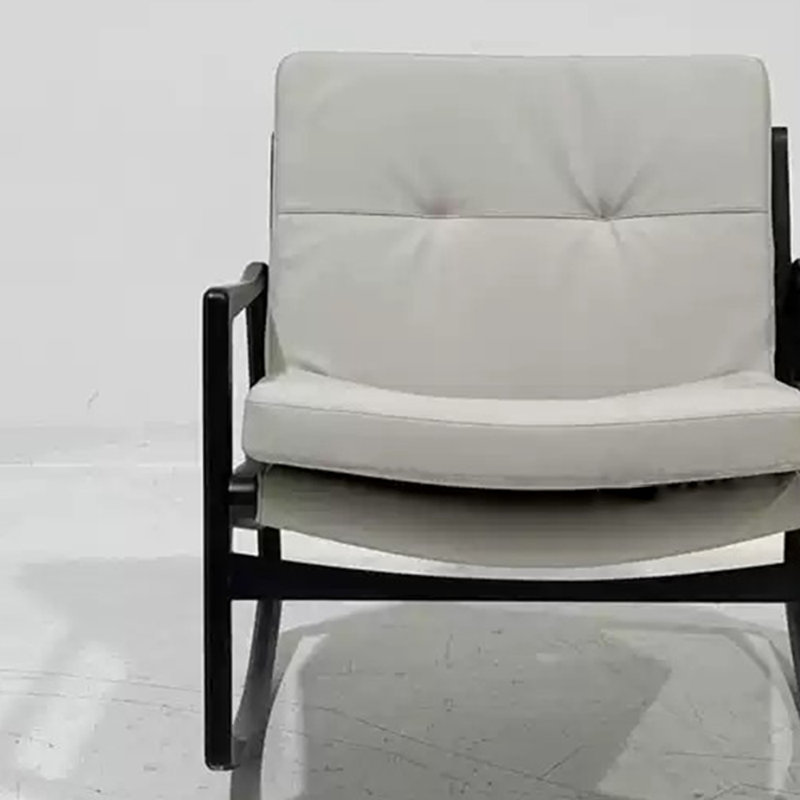 Chaise berçante élégante en bois de frêne durable, Blanc cassé / blanc