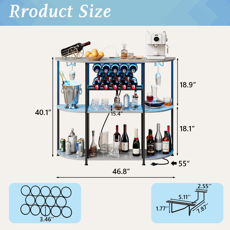 Wine Bar Cabinet, Gray