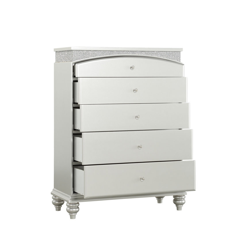Commode 5 tiroirs Elsie en platine