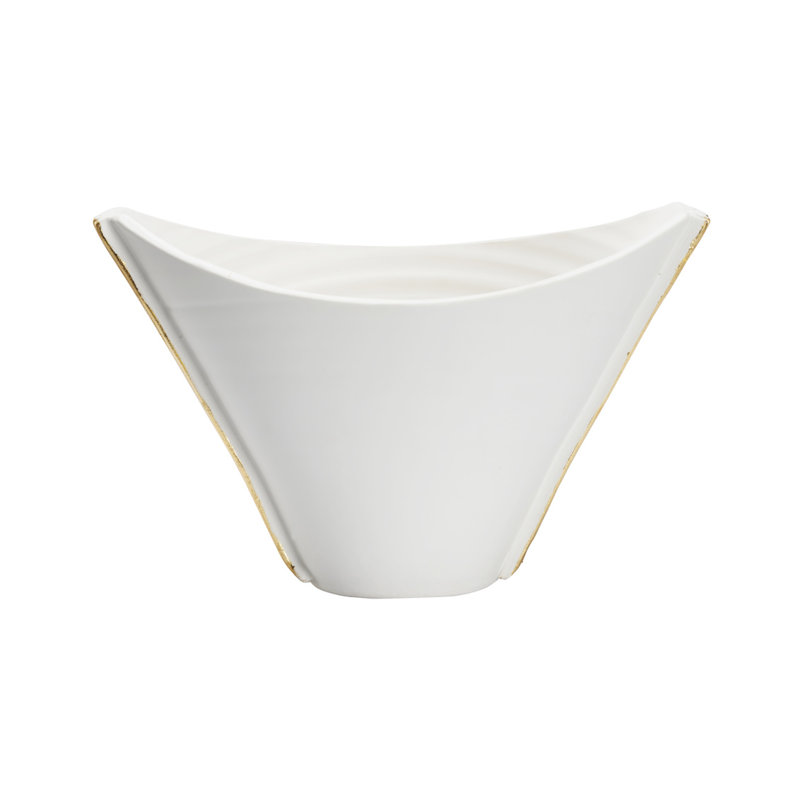 Siracusa Vessel - Blanco/Oro - Large, 10" H x 15.75" W x 8.75" D