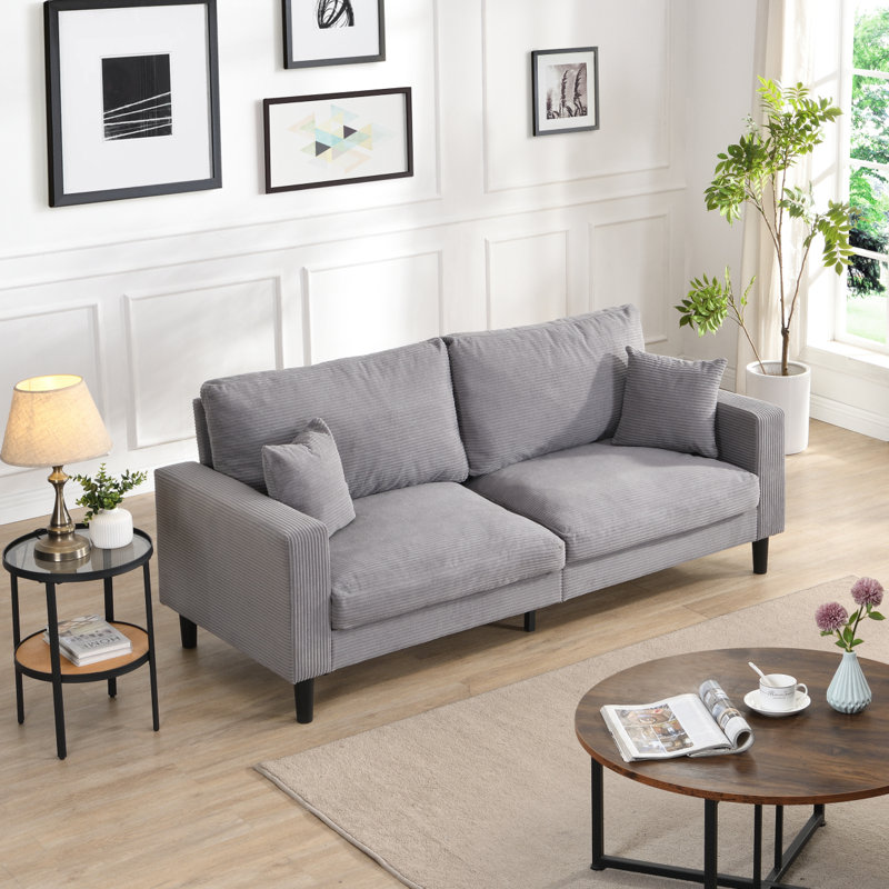 Canapé 74 po haute résilience 74 po, Gris clair, 74.8" H x 30.7" W x 34.6" D