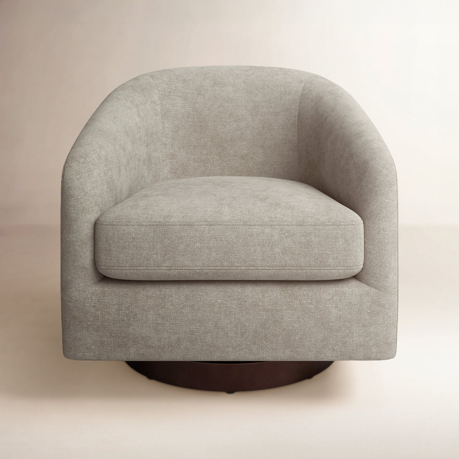Bennett Linen Swivel Barrel Chair, Milo Mink Chenille