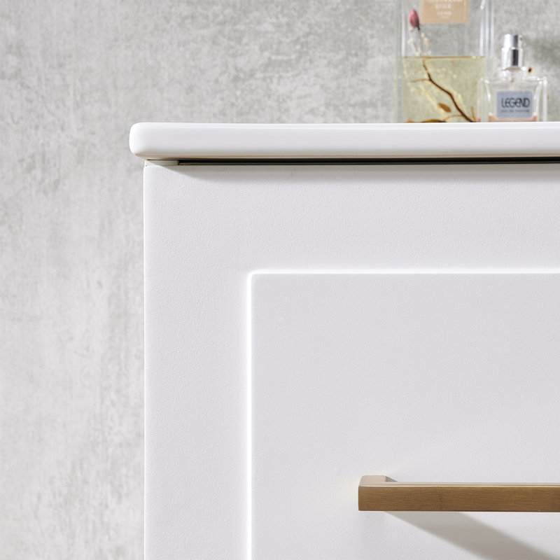 23.62'' Single Bathroom Vanity with Solid + Manufactured Wood Top, Gold