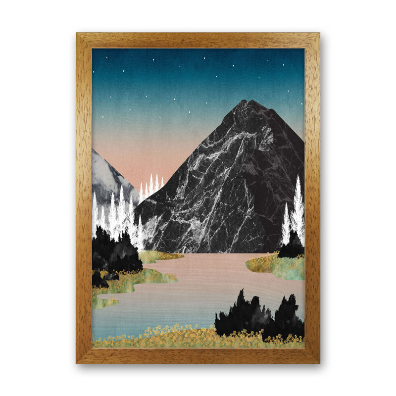 The Lake - Print, Brown Framed, 34cm H x 25cm W x 3cm D
