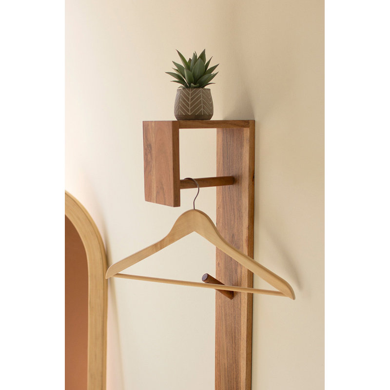 Mini placard mural en bois Kalalou, 42 po de hauteur, bois teint, finition brune