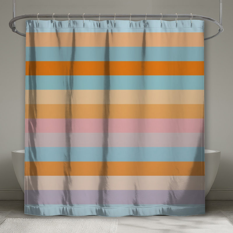 Rideaux de douche colorés à rayures horizontales très longues, L 70 po x H 84 po