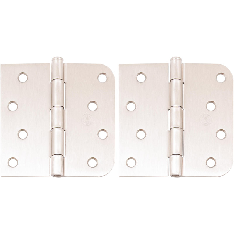 Standard Hinge, 4 Inches, 5/8" Radius Corner, Satin Nickel