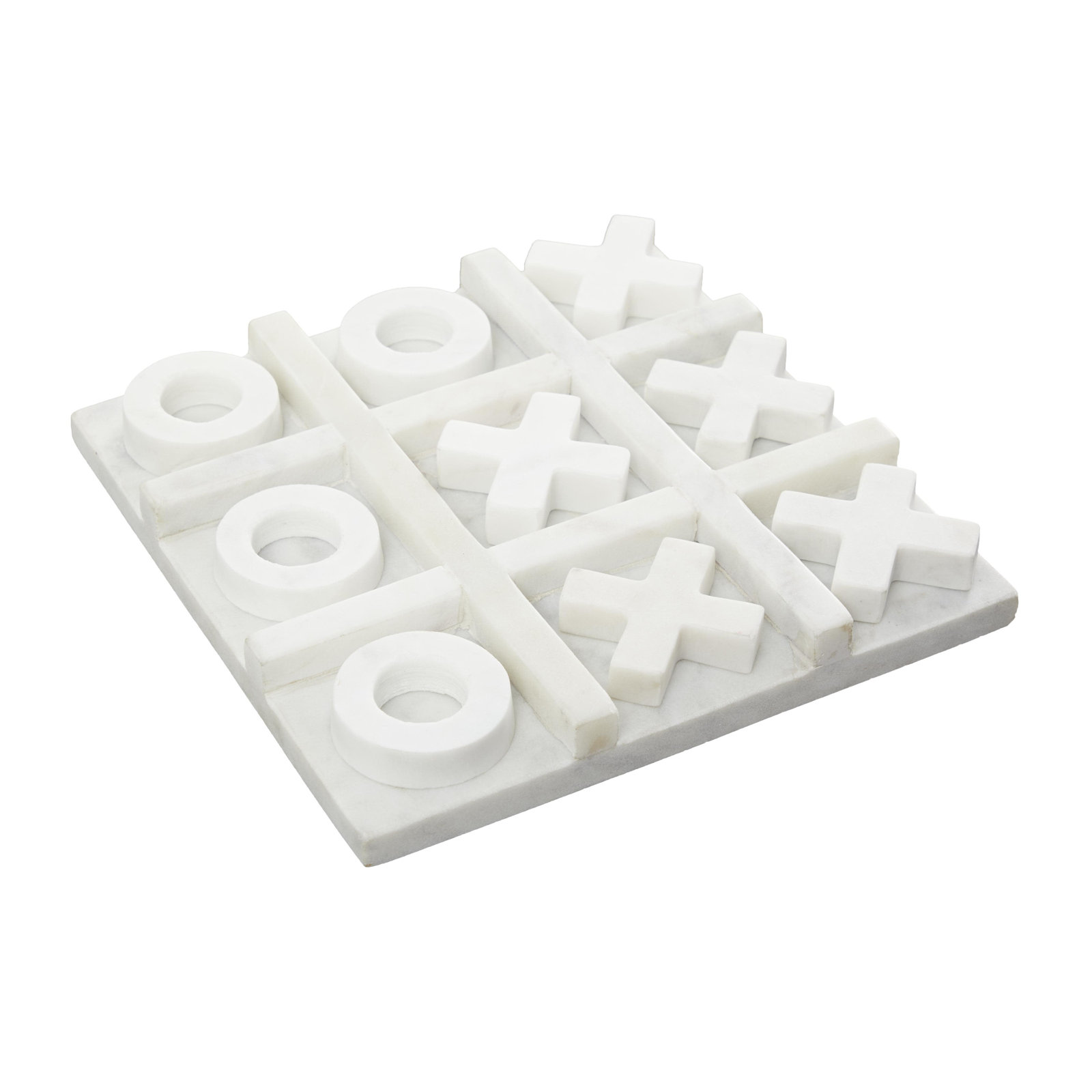 Marble Tic-Tac-Toe Game Set, White