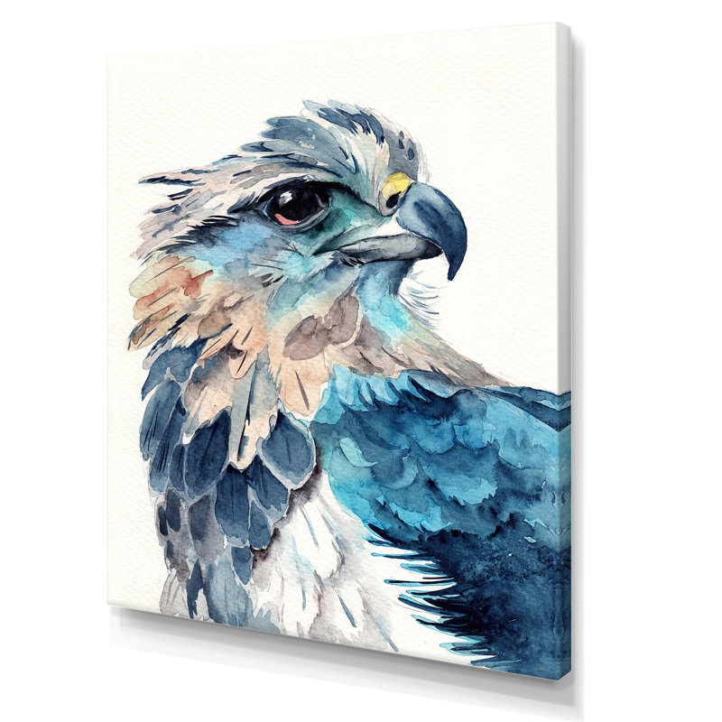 Portrait d'un aigle bleu - peinture sur toile, H 44 po x l 34 po, Toile tendue