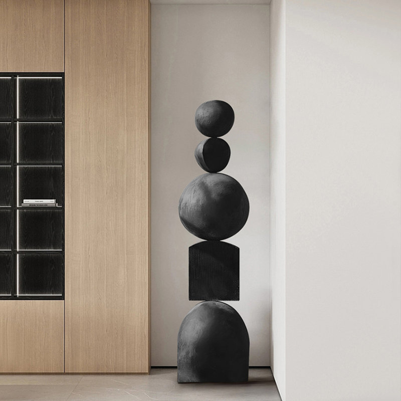 Black Orb Solid wood Decorative Object