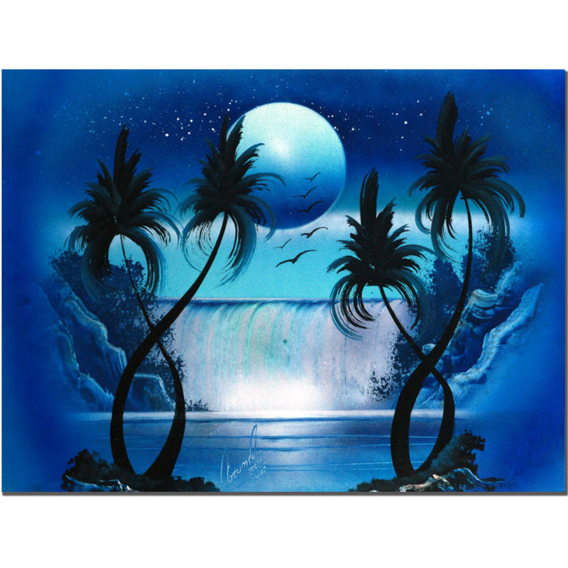 « moon over the cascade i » par conrad, impression sur toile
