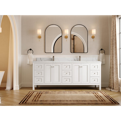 84 po Nashville X P 22 po Meuble-lavabo double en D Evergreen 