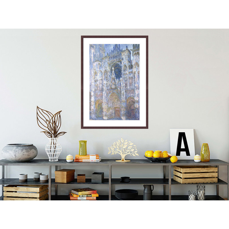 «Rouen Cathedral Blue Harmony Morning Sunlight» par Claude Monet, impression giclée sur cadre, H 41,5 po x l 29,89 po