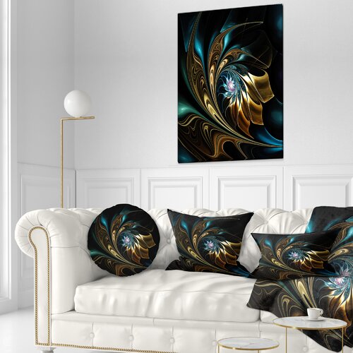 DesignArt Brown Blue Fractal Flower In Black Print & Reviews | Wayfair