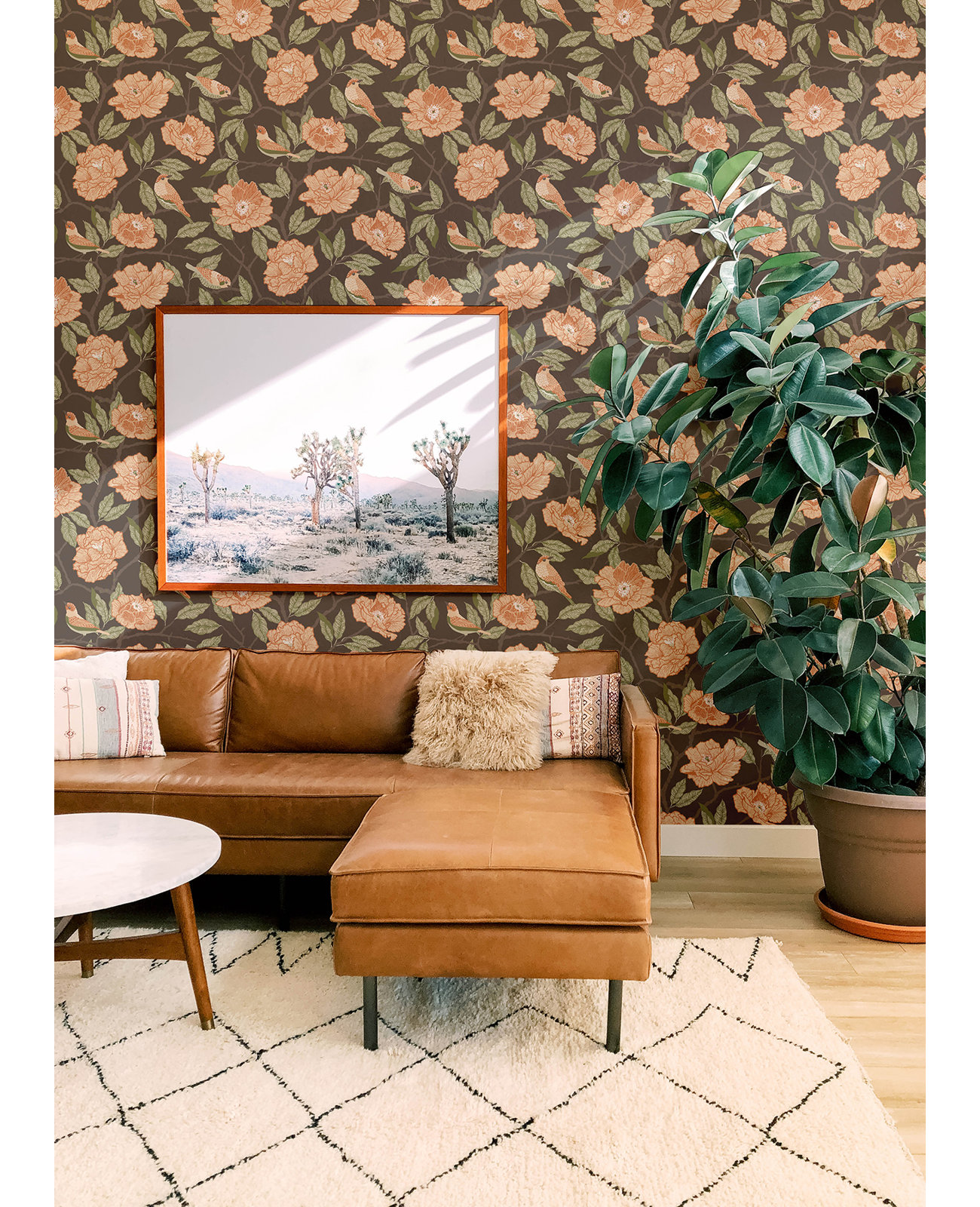 Botanical Wallpaper, Brown