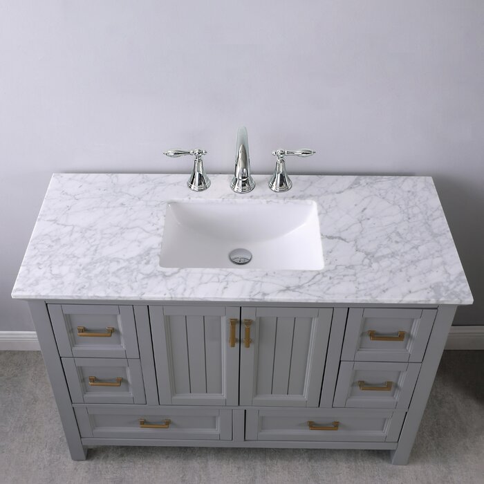 Red Barrel Studio® Euramo 48'' Single Bathroom Vanity with Marble Top ...