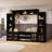 Starlin 102" Wide Entryway Hall Tree With Multi Shelves And Glass Door Cabinets-1466056614