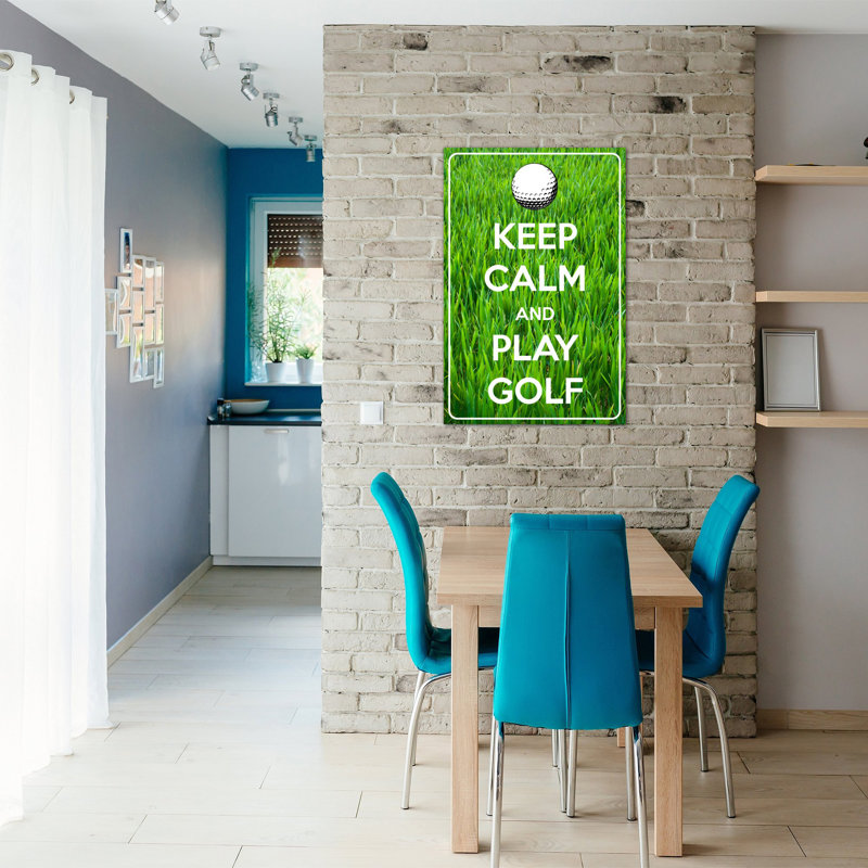 Estampe numérique sur toile Jeter Keep Calm and Play Golf, H 40 po x l 26 po x P 1,5 po, Toile tendue, Pas de tapis