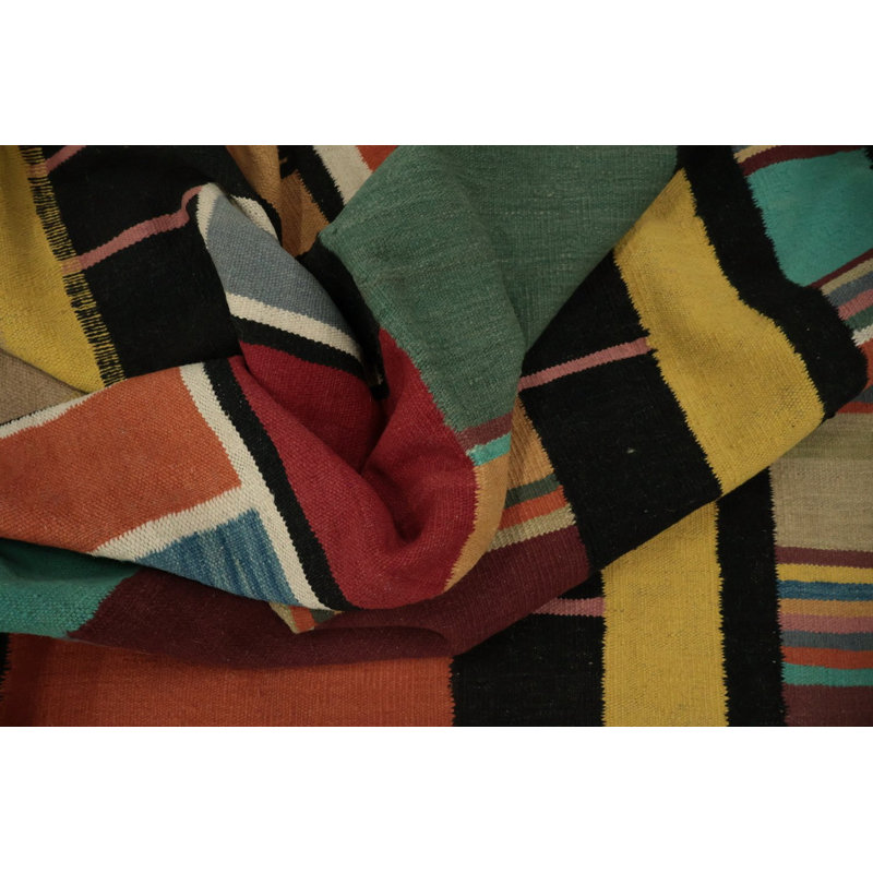 Tapis coloré multicolore contemporain 9 x 13