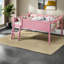 Lits mezzanine pleine grandeur avec tablette pour livres Safe, panneau de fibres à densité moyenne en bois de pin, chambre d'enfant rose moderne
