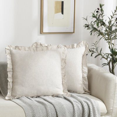 Linen Pleated Ruffled Romantic Fringes Pillow Covers