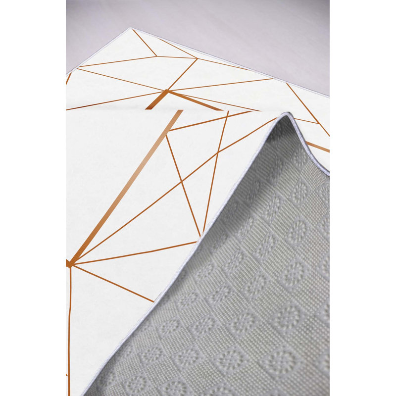 Stylish Woven Carpet (4 x 6 Feet), 100% Polyester, 0.3 in Pile Height | Antibacterial, Non-Slip PVC Dot Underside | Machine Washable, 3D Digital Printed Design | Perfect for Living Room, Bedroom & Office Decor