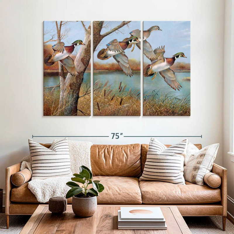 Brampt volant des canards en bois, H 42 po x l 65 po