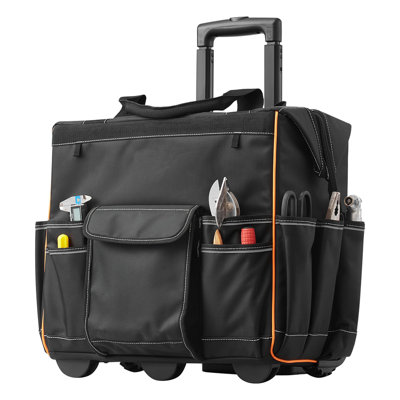 Rolling Tool Bag 25 Pockets Heavy Duty Roller Tool Bag Telescoping Handle