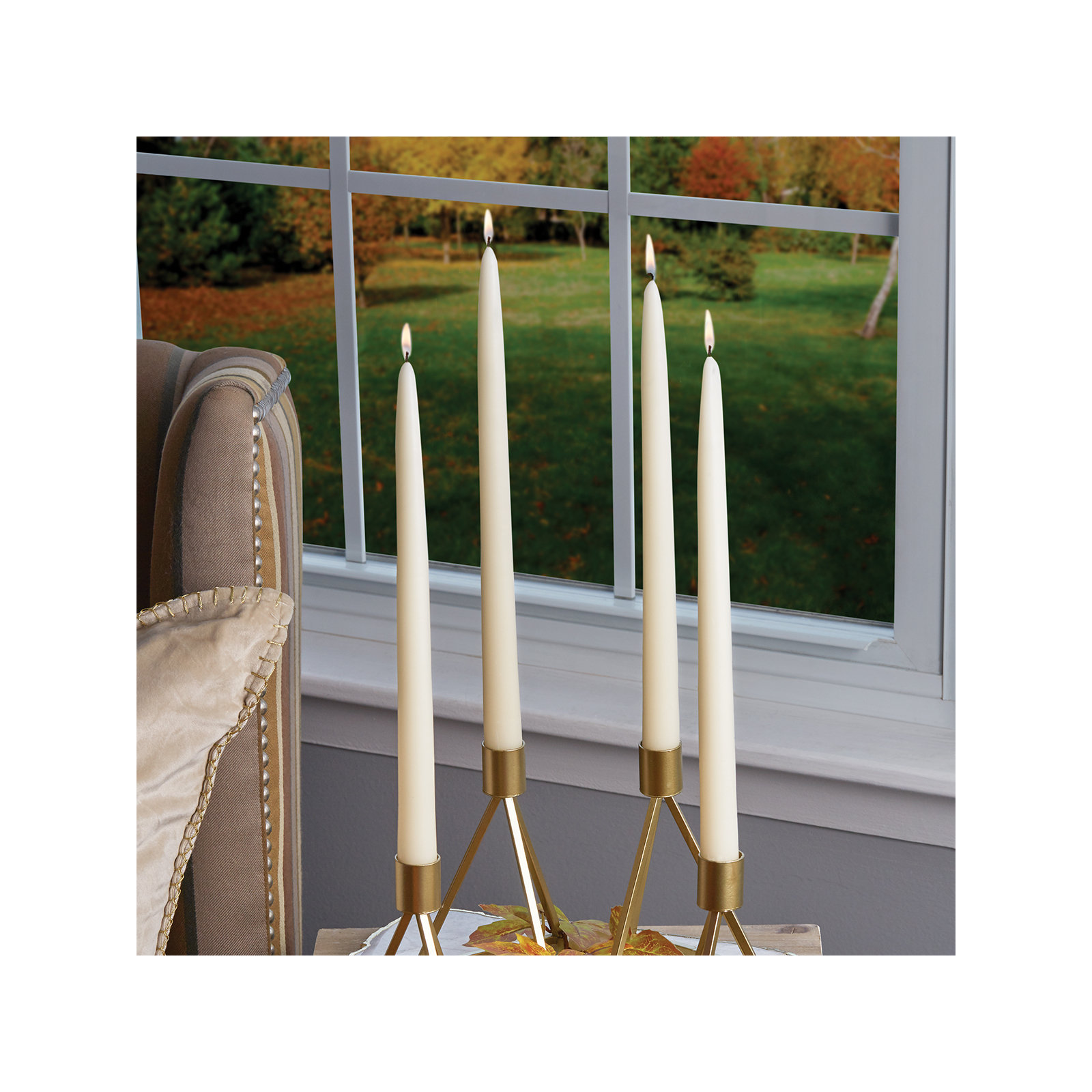 12 Piece Unscented Taper Candle Set, 12" H x 0.88" W x 0.88" D, Ivory