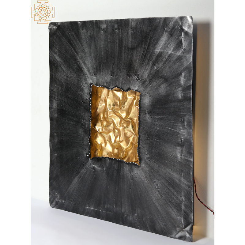 Exotic India 30" Iron Square Shape Decorative Wall Art With Light