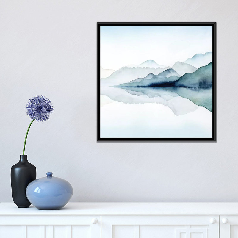 «Glacial II», reproduction sur toile, H 18 po x l 18 po x P 1,5 po, Toile avec cadre flottant noir, Pas de tapis