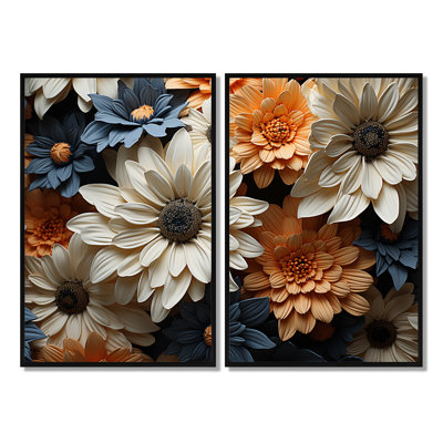 «White and Orange Daisy Florescence Radiance» - marguerite surdimensionnée, art mural