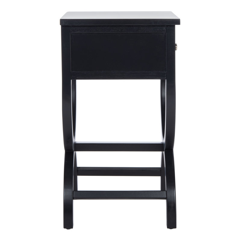 Safavieh Transitional Black Wood and Metal Nightstand with Storage