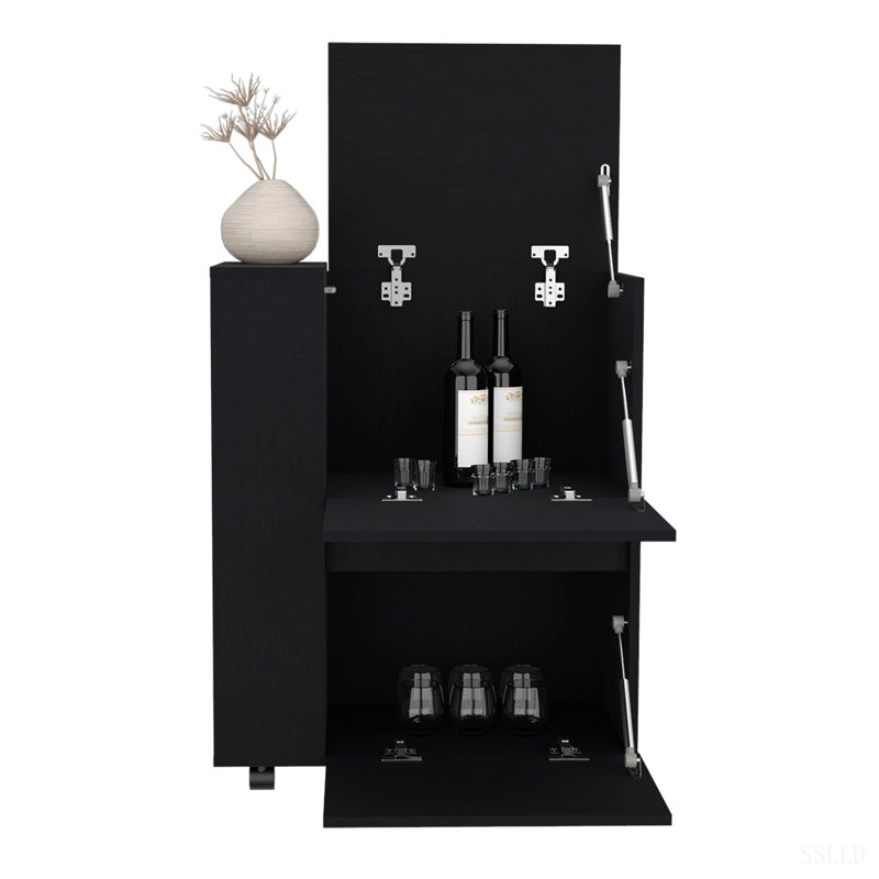 Chariot-bar, salon, noir, Noir