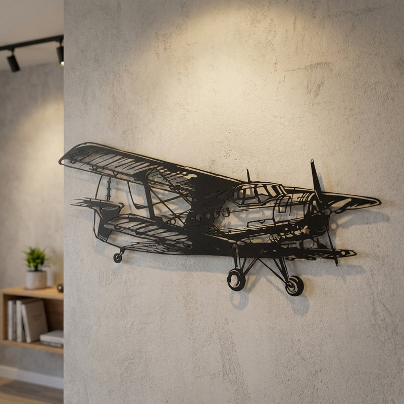 Décoration murale avion en métal, H 15 po x l 29 po x P 1 po