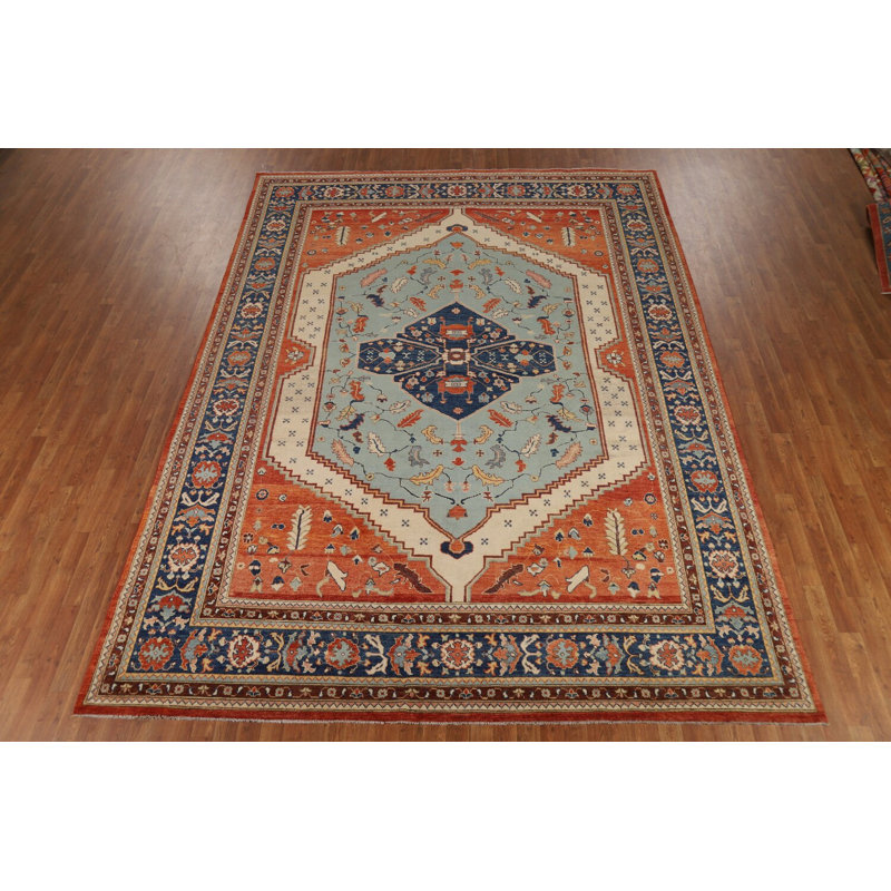 Tapis bleu et orange 9 x 12