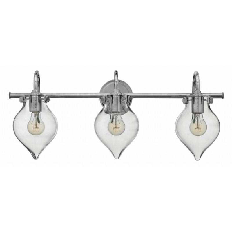 Chrome 3-Light Bath Fixture with Clear Glass Shades